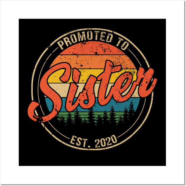 Promoted to Sister Est 2020 Mothers Day Gift Wall Art by Kagina